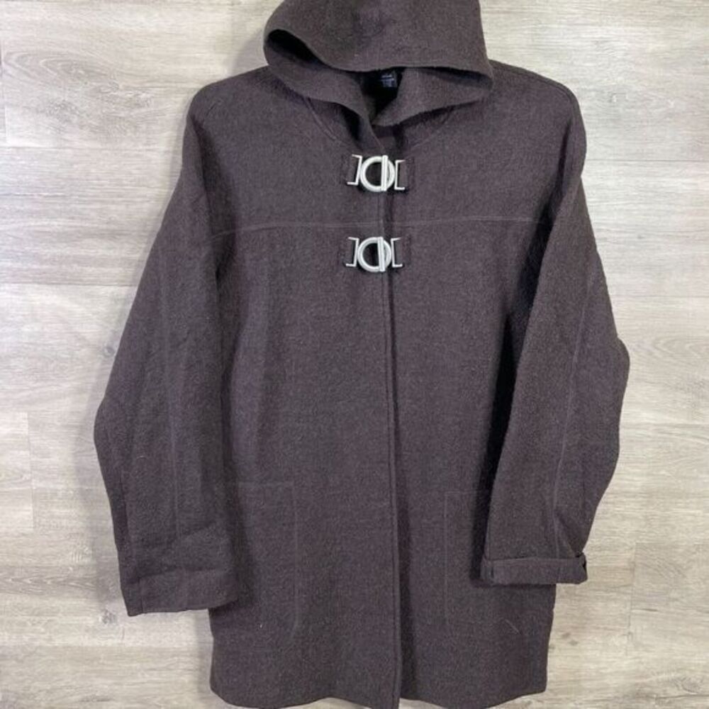 Zoe D Cardigan 100% Wool size Large w/ Hood
